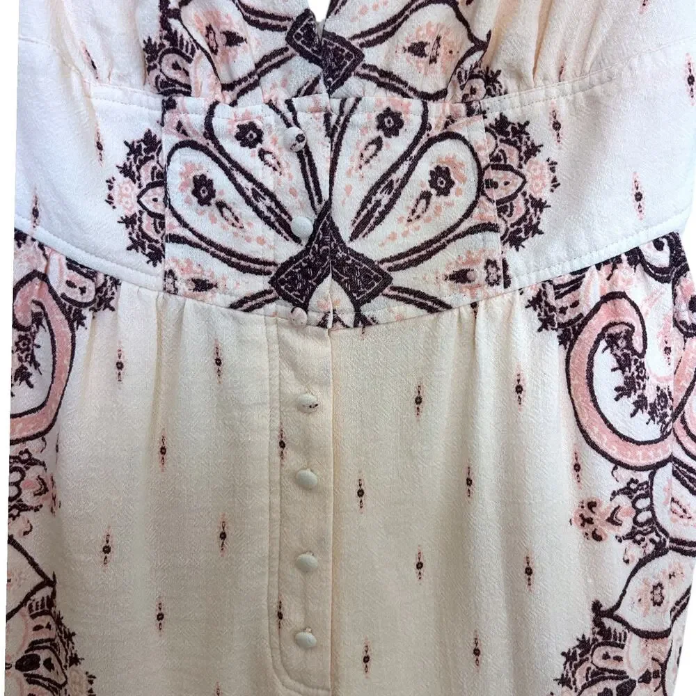 Free People, Women’s ‘Setting Sun’ Printed Jumpsuit, V-Neck, Boho, Pink X-Small - Picture 10 of 10